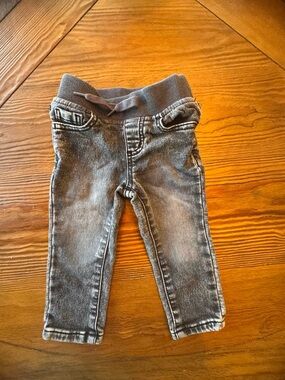 Kids Grey Pull-On Denim Jeans - Comfortable Elastic Waist